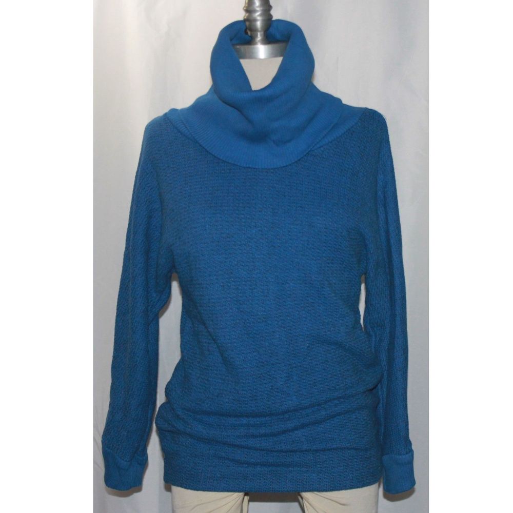 Women's Fluxus Blue Heather Loose Turtleneck Dolman Sleeve Sweater Size XS